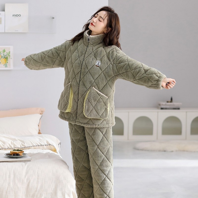 高档睡衣女冬季新款珊瑚绒夹棉三层加厚保暖休闲可外穿家居服拉链,女士内衣/男士内衣/家居服,睡衣/家居服套装,淘宝优惠券,粉丝福利购,淘宝优惠卷