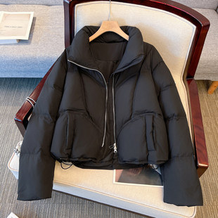 好版型小个子黑色立领面包羽绒服女短款2025冬装新款加厚保暖外套
