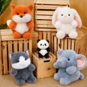 口袋萌宠系列大象兔子毛绒玩具小熊猫桌伴玩偶小猪公仔生日礼物