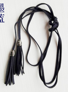 现货实拍速发货休闲简约森系流苏蝴蝶结小腰饰腰带女紫色灰色军绿