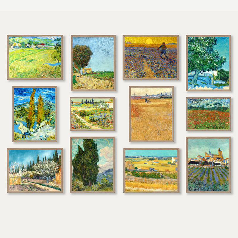 梵高复古艺术装饰画画芯风景唯美古典挂画画心印象派画带作品名字