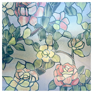 凡菲法式厨房窗花复古浮雕仿生彩绘玻璃贴纸卫生间蒂凡尼窗户贴膜