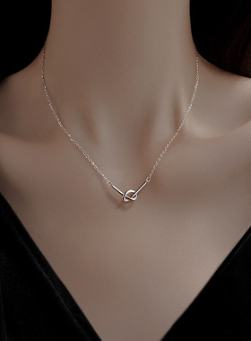 s999足银打结项链女小众设计感2024新款爆款锁骨链轻奢高级