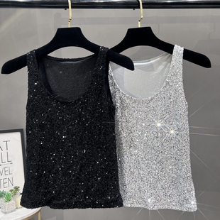 上衣打底衫 亮片小众洋气吊带背心女外穿内搭性感无袖 新款 2024夏季
