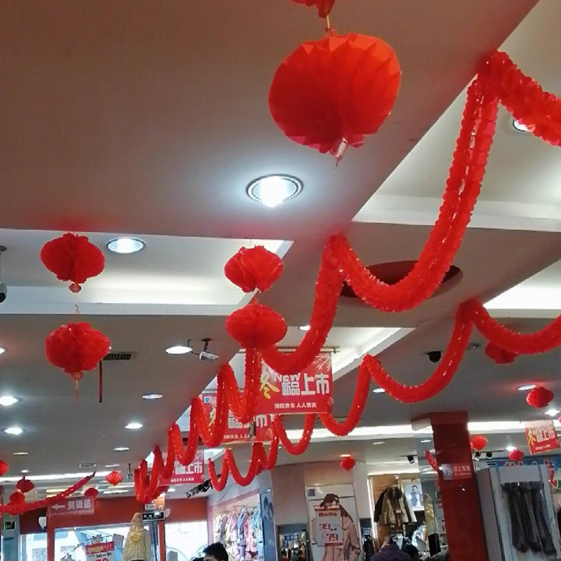 超市商场新年节日氛围装饰拉花