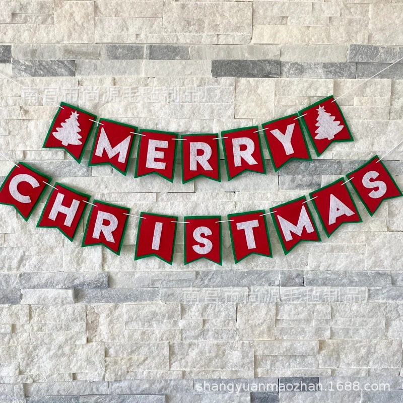 圣诞节日横幅拉旗装饰吊旗字母彩旗拉花圣诞节日派对装饰用品挂旗
