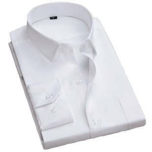 春夏衬衫男士长袖宽松休闲白色衬衣短袖商务通勤正装工作服寸蓝黑