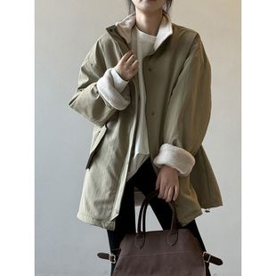 2025羊羔毛工装派克服女 秋冬设计感内里保暖百搭立领外套新款