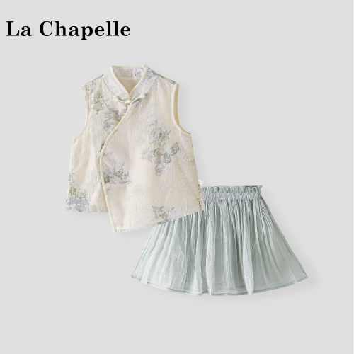 La Chapelle【拉夏贝尔】夏季儿童新中式旗袍领上衣两件套LD2756