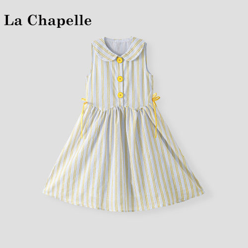 La Chapelle【拉夏贝尔】时尚夏季甜美女童无袖条纹连衣裙LD2906