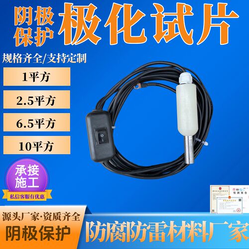 6.5平方极化试片带开关 Q235BL360N材质 阴极保护检查片带开关