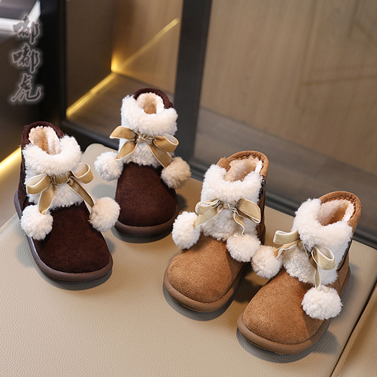 儿童加绒加厚棉靴2025冬季新款女童韩版时尚保暖雪地靴防滑短靴潮