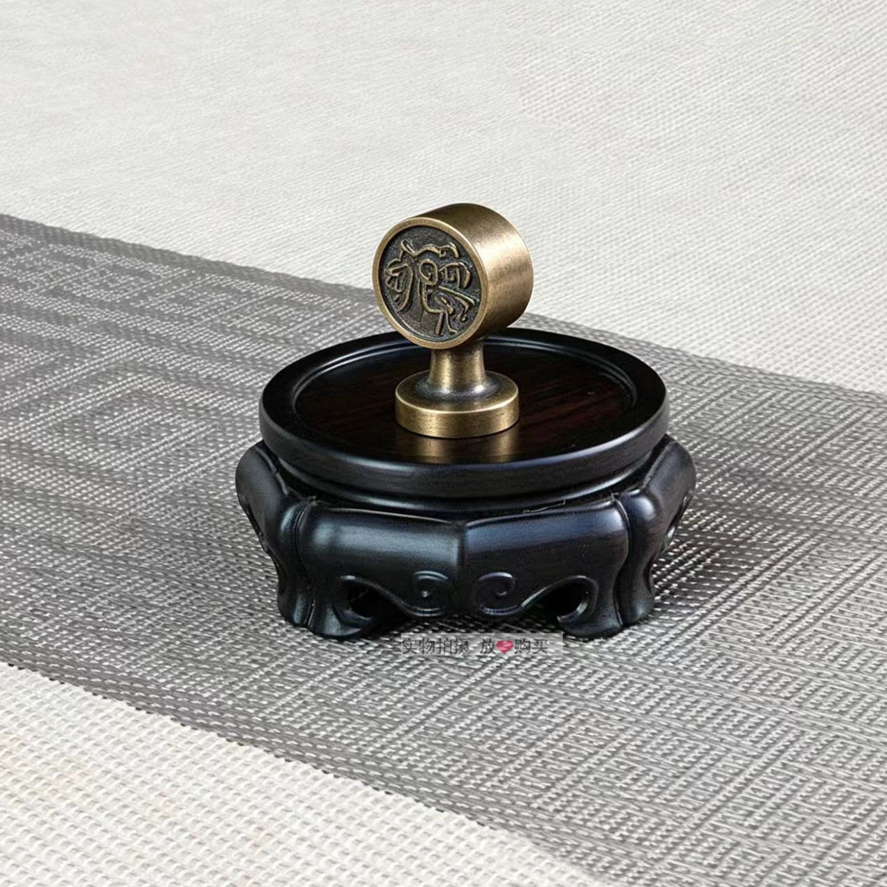 红木紫光檀圆形木雕摆件底座玉石文玩展示架如意香炉小盆景底座