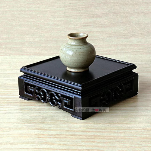 紫光檀红木方形雕刻底座