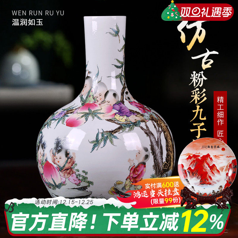 景德镇陶瓷器花瓶客厅仿古粉彩