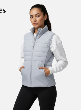 男女同款羽绒马甲立领保暖背心轻薄外穿拉链灰色团队定制印logo