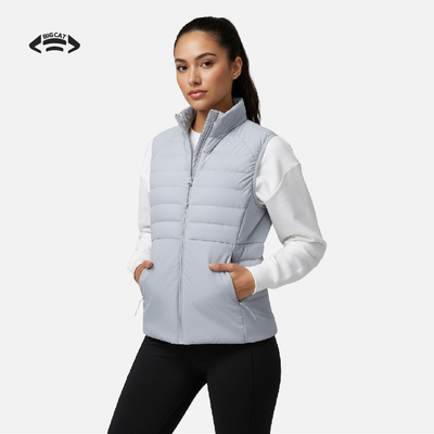 男女同款羽绒马甲立领保暖背心轻薄外穿拉链灰色团队定制印logo