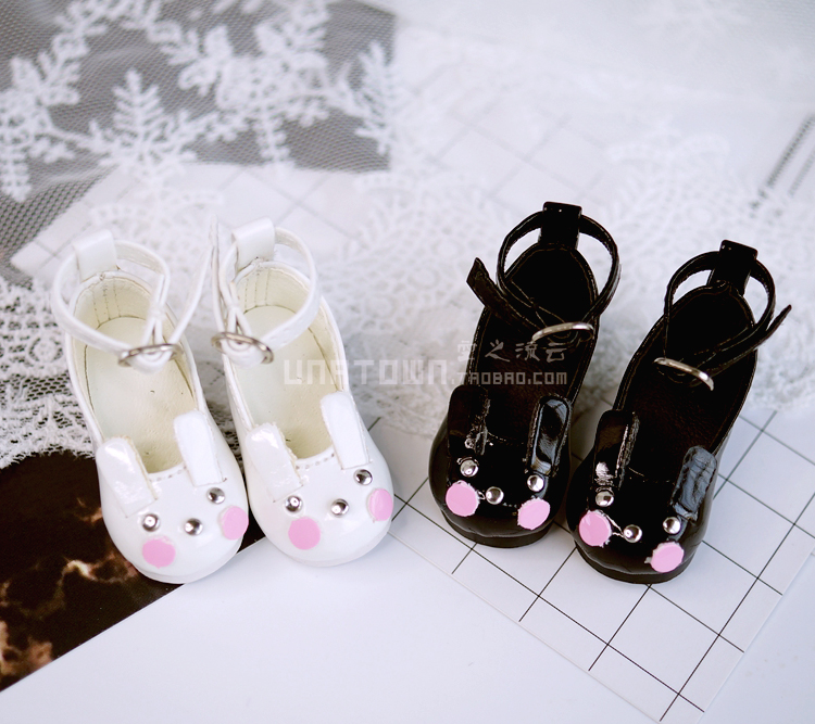 现货鞋子1/6分BJD娃鞋/学生鞋公主鞋小白兔可爱白色皮鞋 imda