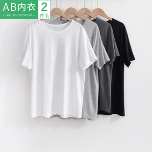 老人衫 2件AB内衣老头衫 男中老年宽松大码 T恤汗衫 T751 纯棉圆领短袖