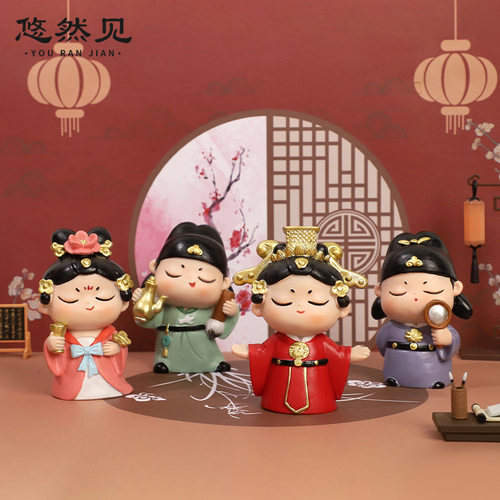 桌面装饰桌面人物唐朝树脂中式