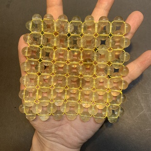 利比亚黄金玻璃陨石珠子杯垫充能座净化器水晶摆件垫