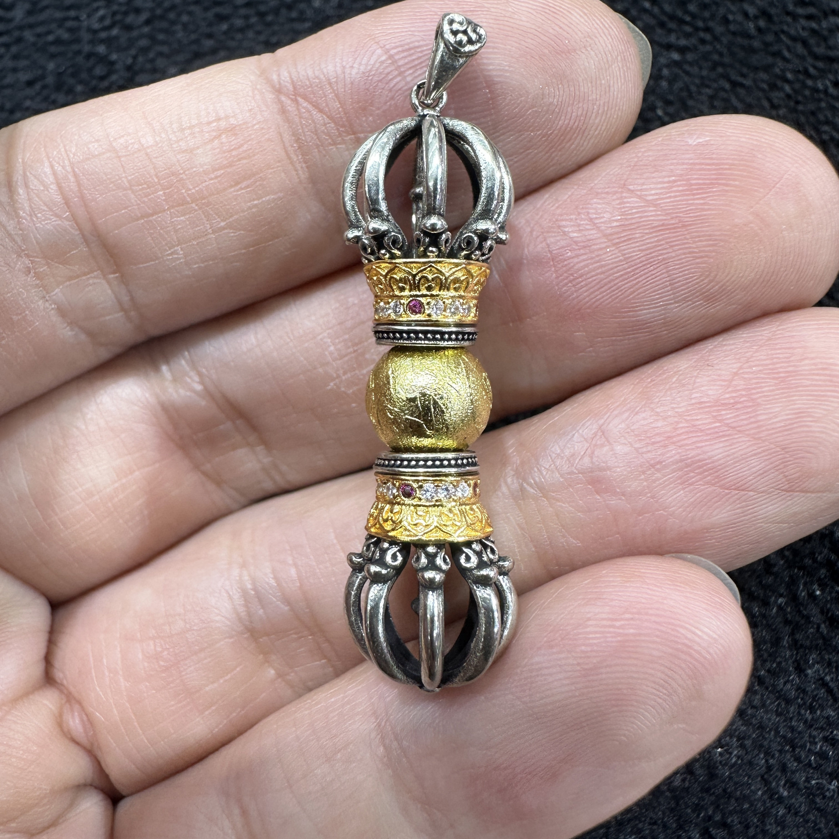 阿勒泰陨石复古藏式天铁转运橛金刚杵吊坠diy文玩手串手链挂件