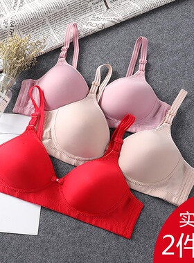 40-50岁中老年内衣女薄款舒适大码中年妈妈文胸红色无钢圈三排扣