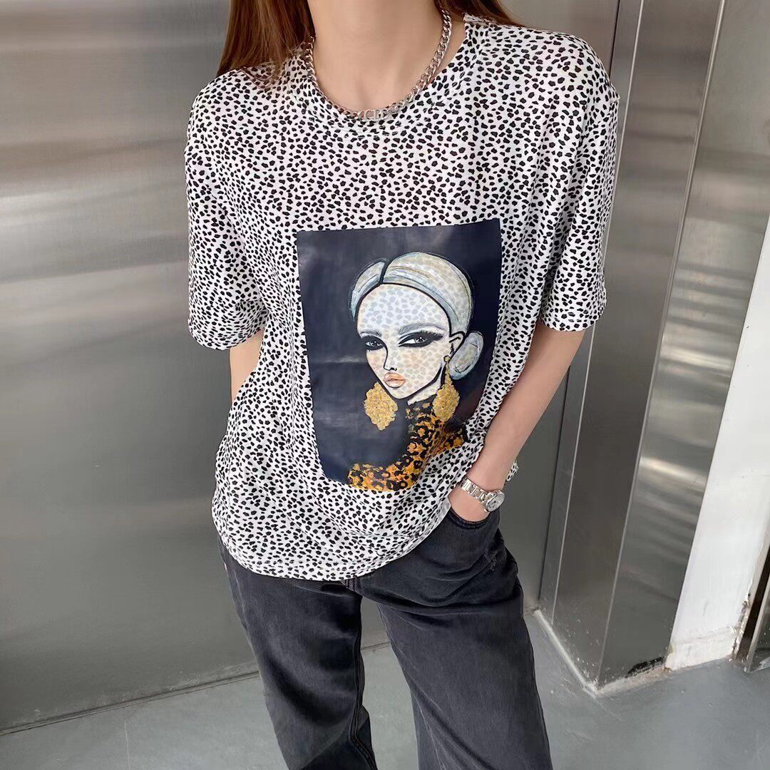 新款豹纹T恤韩版潮款上衣女百搭T恤