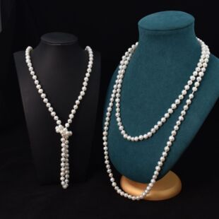 珍珠项链毛衣链长款多层毛衣链搭旗袍天然淡水珍珠双层毛衣链长款