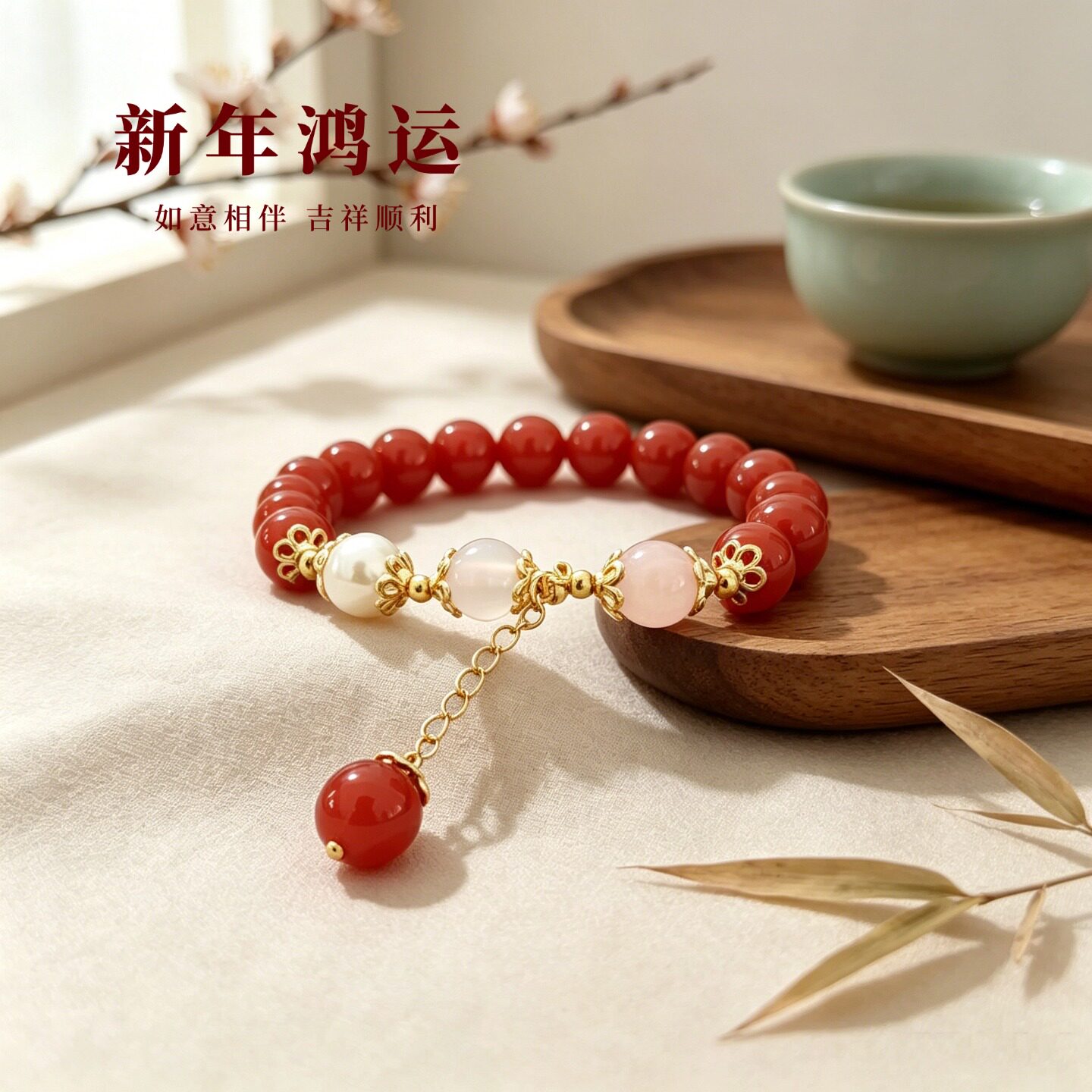 天然南红玛瑙珍珠轻奢小众手串