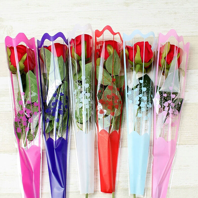 花束包装双支袋装玫瑰套袋鲜花透明塑料袋花袋包装袋花店材料资材