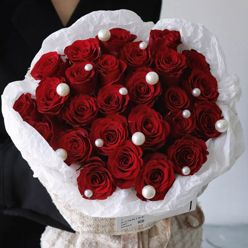 花艺珍珠鲜花花束小香风包装配饰