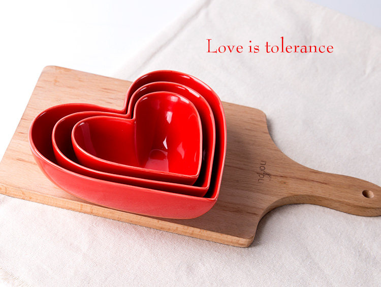 爱心小碗家用餐具饭碗烤箱空气炸锅专用烘培烤碗甜品蒸蛋陶瓷碗