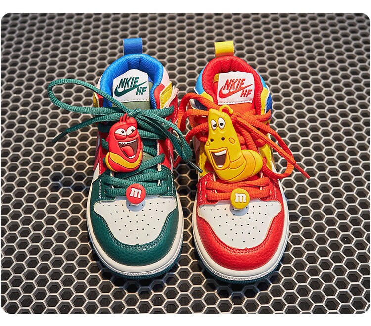 新款aj童鞋爆笑虫子儿童运动鞋m豆男女童鞋秋冬加绒棉鞋二棉板鞋