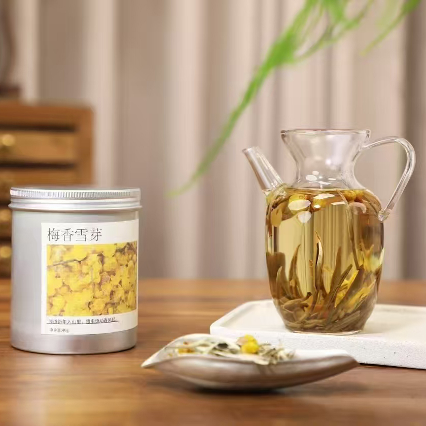 雲茶曰2025年梅香雪芽白毫银针40g罐装口粮茶腊梅白茶浓香型茶叶