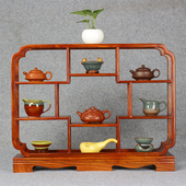 桌面博古架茶具置物架实木中式 紫砂壶摆放架多宝阁摆件茶壶古董架