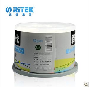 。铼德RITEK光盘 DVD-R 16X 4.7G新世代防水可打印桶装50片刻录盘