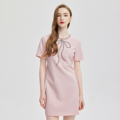 斯尔丽甜美风A字裙钉珠