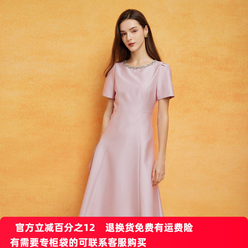 斯尔丽2024新款法式优雅丝毛小礼服收腰放摆显高显瘦浪漫连衣裙 - 瑟俪奥莱店出品