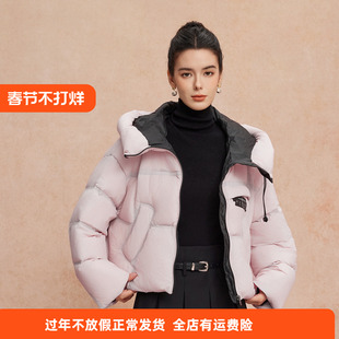 斯尔丽2025新款轻盈感休闲双层朦胧效果设计感时尚减龄短款羽绒服