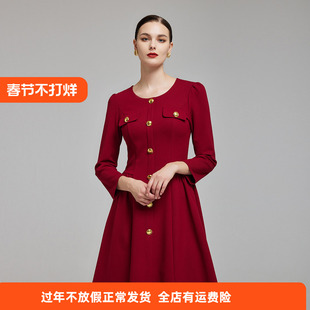 斯尔丽2023秋季新款时尚通勤针织布修身显瘦连衣裙