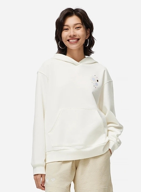 李宁女子加绒保暖宽松套头连帽卫衣冬季休闲运动百搭上衣AWDT820