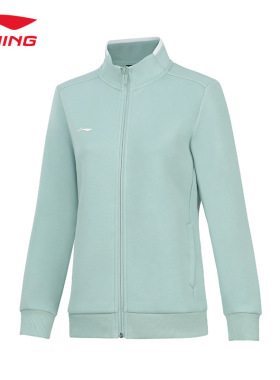 李宁外套女秋团购系列时尚舒适透气简约常规开衫无帽卫衣AWDT980