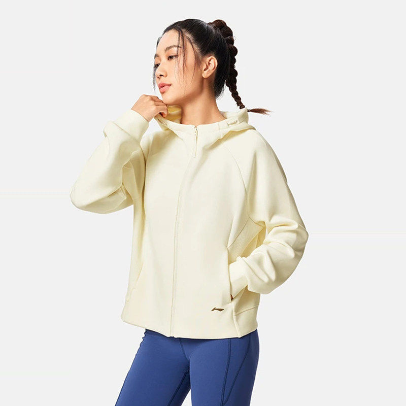 李宁女子秋季连帽宽松开衫卫衣