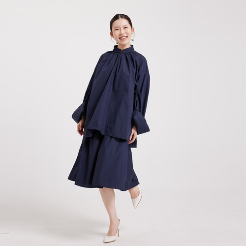 文艺伞裙丝绵纯色新中式