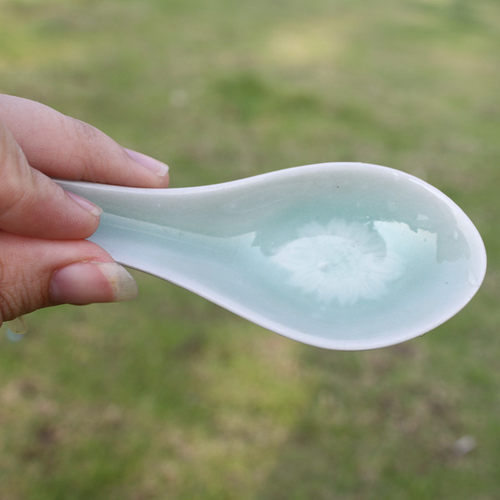 龙泉青瓷国营瓷器 老厂  老货 龙窑柴窑烧制菊花汤勺小汤勺调羹