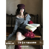 女修身 大于诗集 大翻领一字肩不规则针织衫 法式 显瘦毛衣 纽约时报