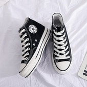 chic学生厚底潮流休闲板鞋 2026秋季 女鞋 子百搭韩版 新款 高帮帆布鞋