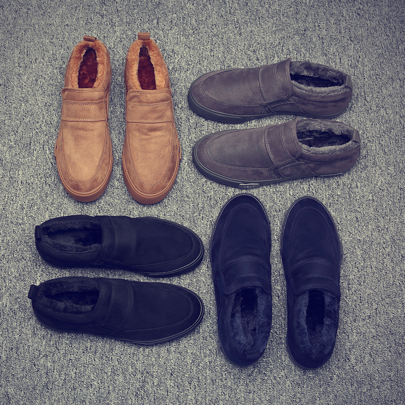 老北京冬季百搭懒人加厚保暖男鞋