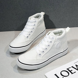 潮ulzzang街拍板鞋 高帮帆布鞋 2026年秋季 百搭学生新款 子 女ins韩版